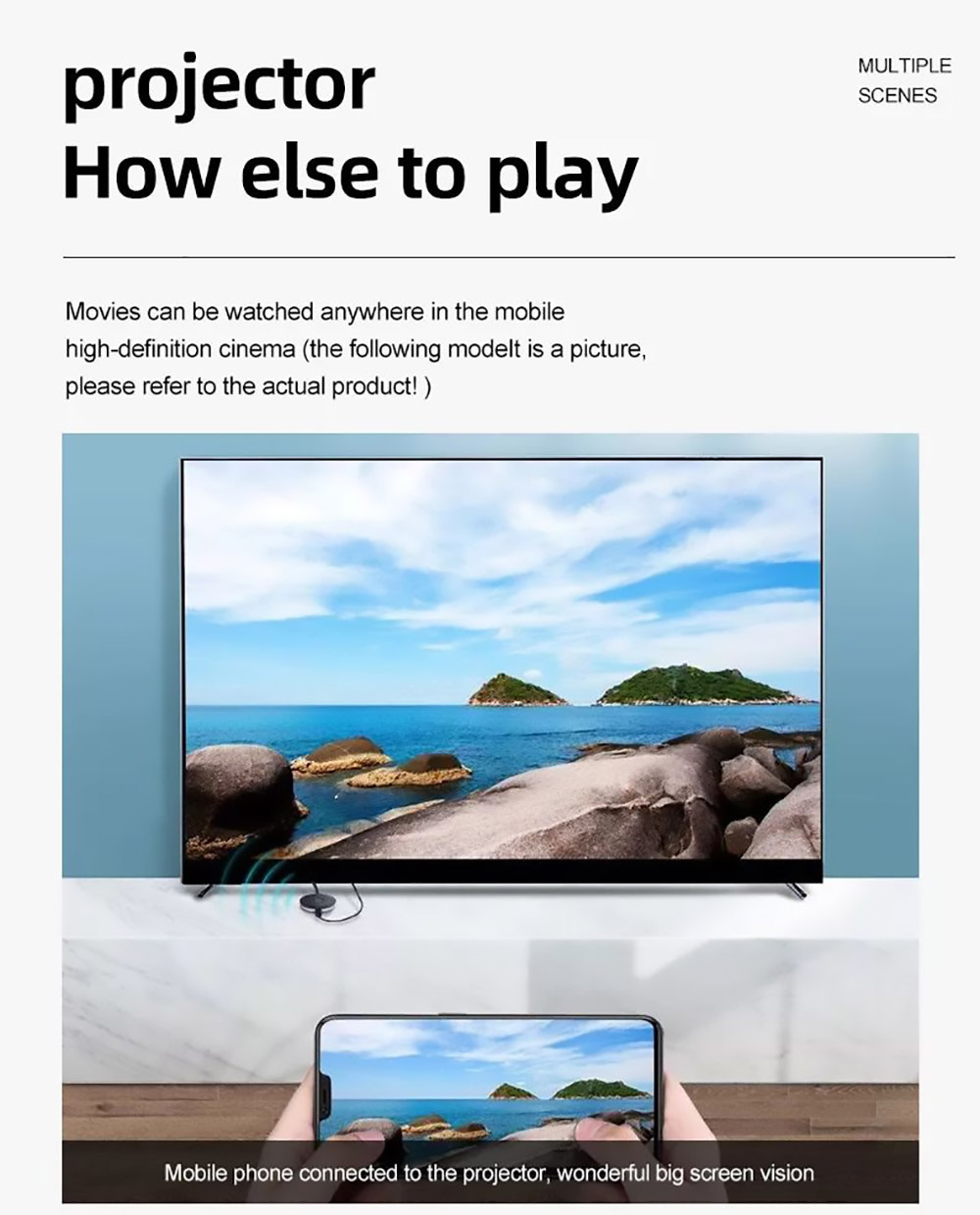 Q3 Android LCD Projector 1280*720 Full HD 720P 450 ANSI Lumens for Family Education and Business with EU Plug
