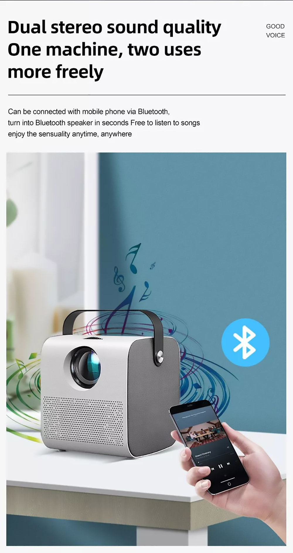 Q3 Android LCD Projector 1280*720 Full HD 720P 450 ANSI Lumens for Family Education and Business with EU Plug