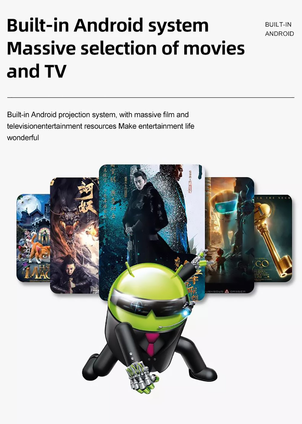 Q3 Android LCD Projector 1280*720 Full HD 720P 450 ANSI Lumens for Family Education and Business with EU Plug