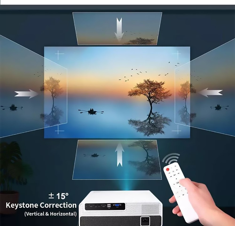 Q9 Android LCD Projector 1920*1080 Full HD 1080P 1350 ANSI Lumens for Family Education and Business with EU Plug