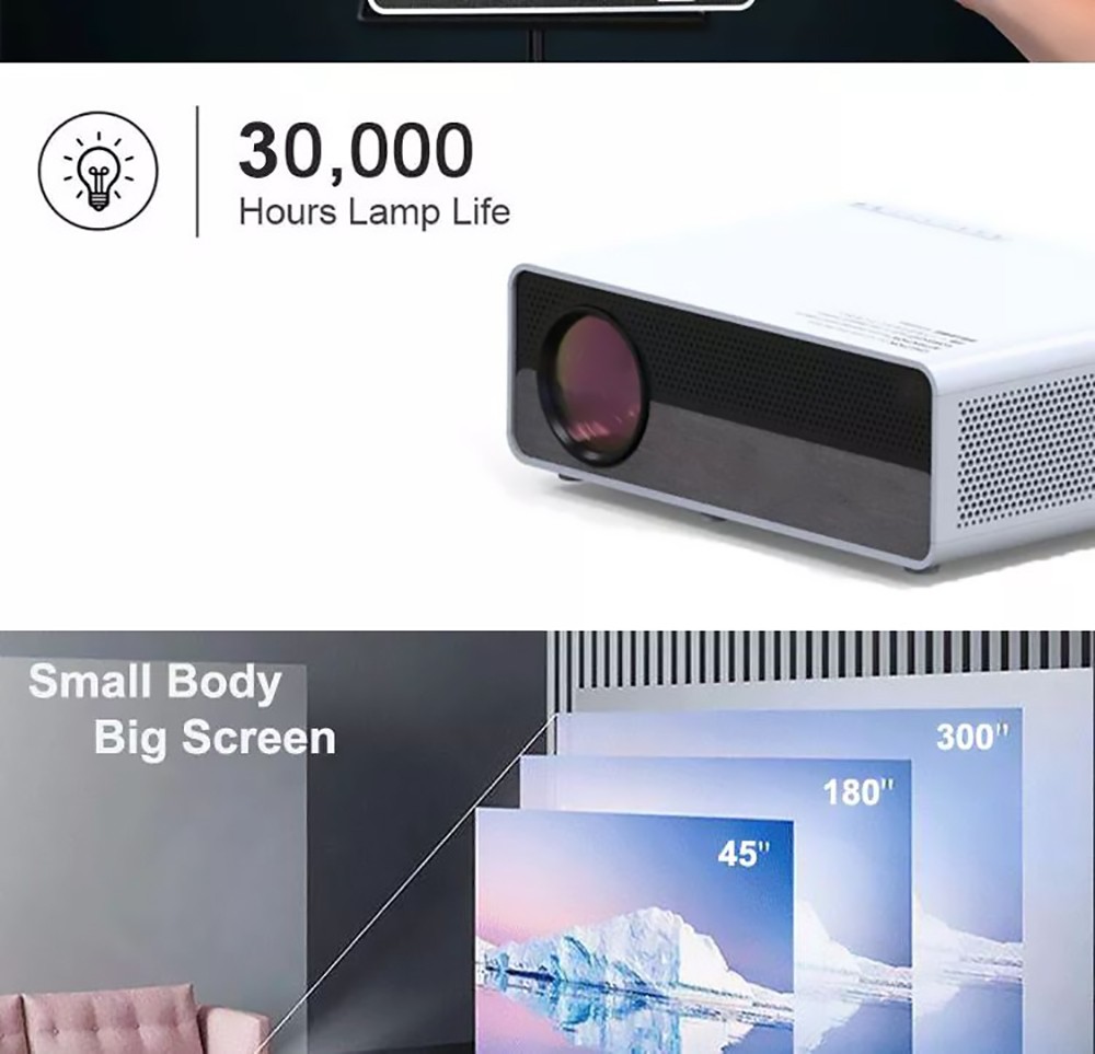 Q9 Android LCD Projector 1920*1080 Full HD 1080P US Plug