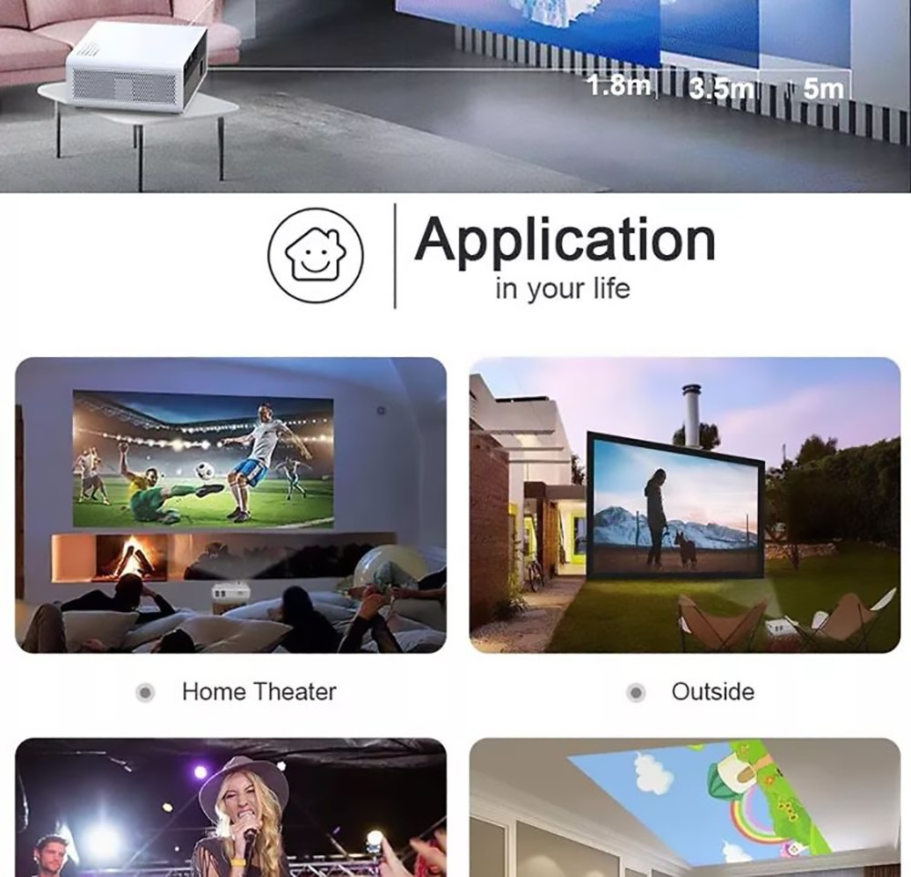 Q9 Android LCD Projector 1920*1080 Full HD 1080P 1350 ANSI Lumens for Family Education and Business with EU Plug