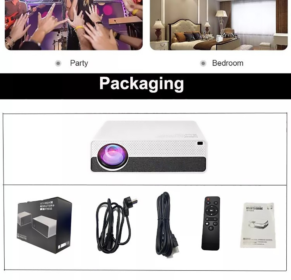 Q9 Android LCD Projector 1920*1080 Full HD 1080P 1350 ANSI Lumens for Family Education and Business with EU Plug
