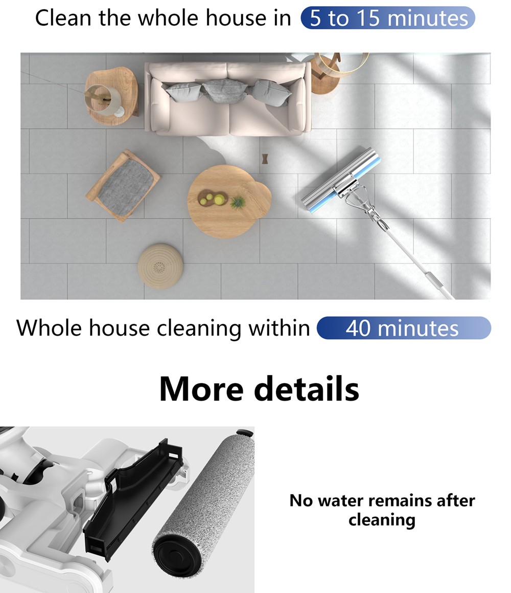 Redkey W12 Cordless Wet Dry Vacuum Cleaner For Home All In One Smart Wireless Mop Floor Washer Handheld Household Self-C