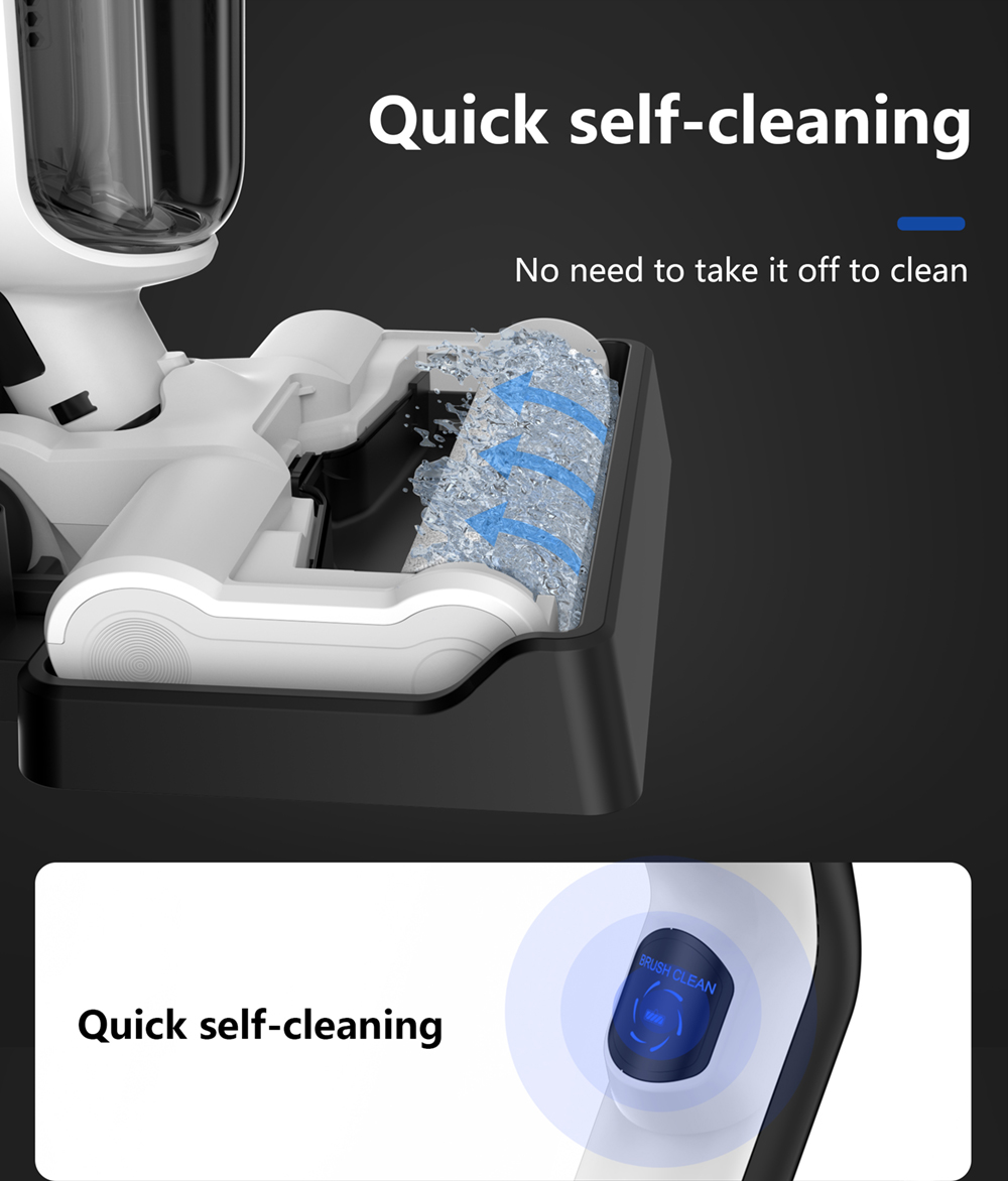 Redkey W12 Cordless Wet Dry Vacuum Cleaner For Home All In One Smart Wireless Mop Floor Washer Handheld Household Self-C