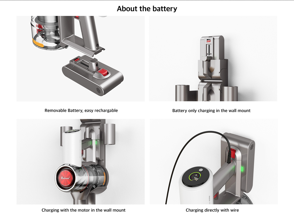 Redroad V17 155AW 26500PA Handheld Vacuum Cleaner Wireless Sweep 450W Double Brush for Home Car household