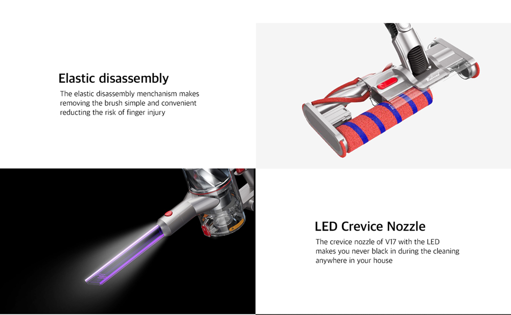 Redroad V17 155AW 26500PA Handheld Vacuum Cleaner Wireless Sweep 450W Double Brush for Home Car household