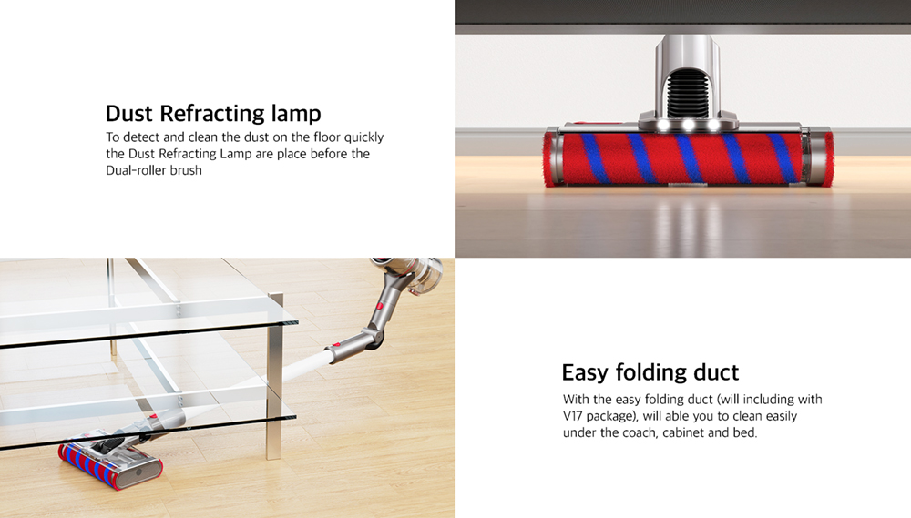 Redroad V17 155AW 26500PA Handheld Vacuum Cleaner Wireless Sweep 450W Double Brush for Home Car household