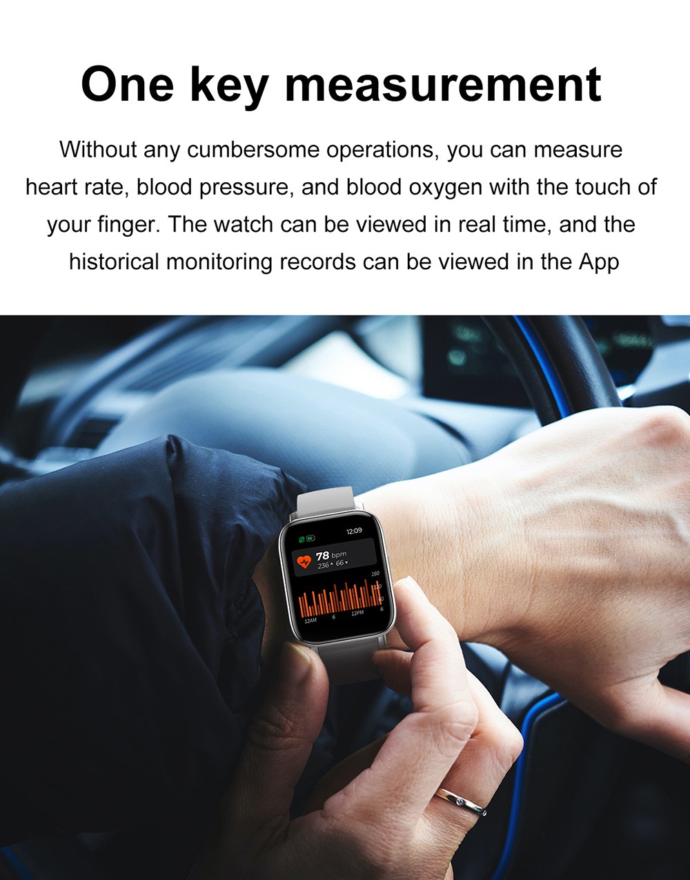 SENBONO GTS Smartwatch 1.7'' Square Screen 24 Sport Models IP68 Waterproof Fitness Tracker for iOS Android Huawei Black