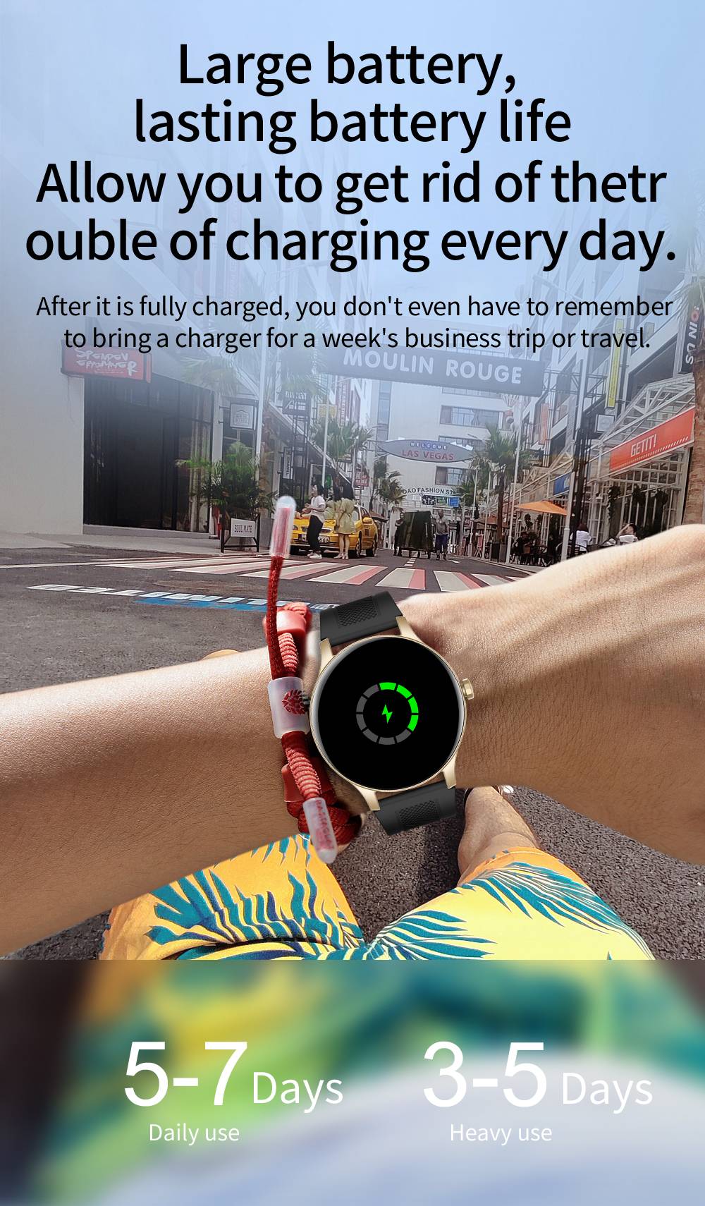 SENBONO NY20 Smartwatch Round Full Touch Screen Sports Watch Waterproof Fitness Tracker for iOS Android Gold Silicone