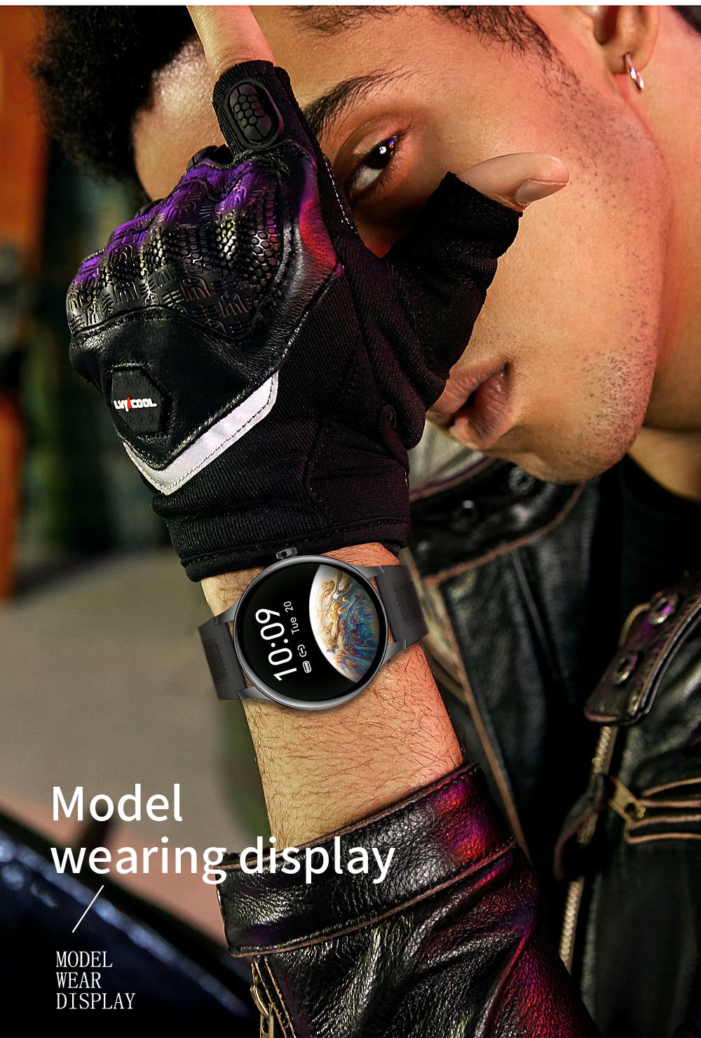 SENBONO NY20 Smartwatch Round Full Touch Screen Sports Watch Waterproof Fitness Tracker for iOS Android Gold Silicone