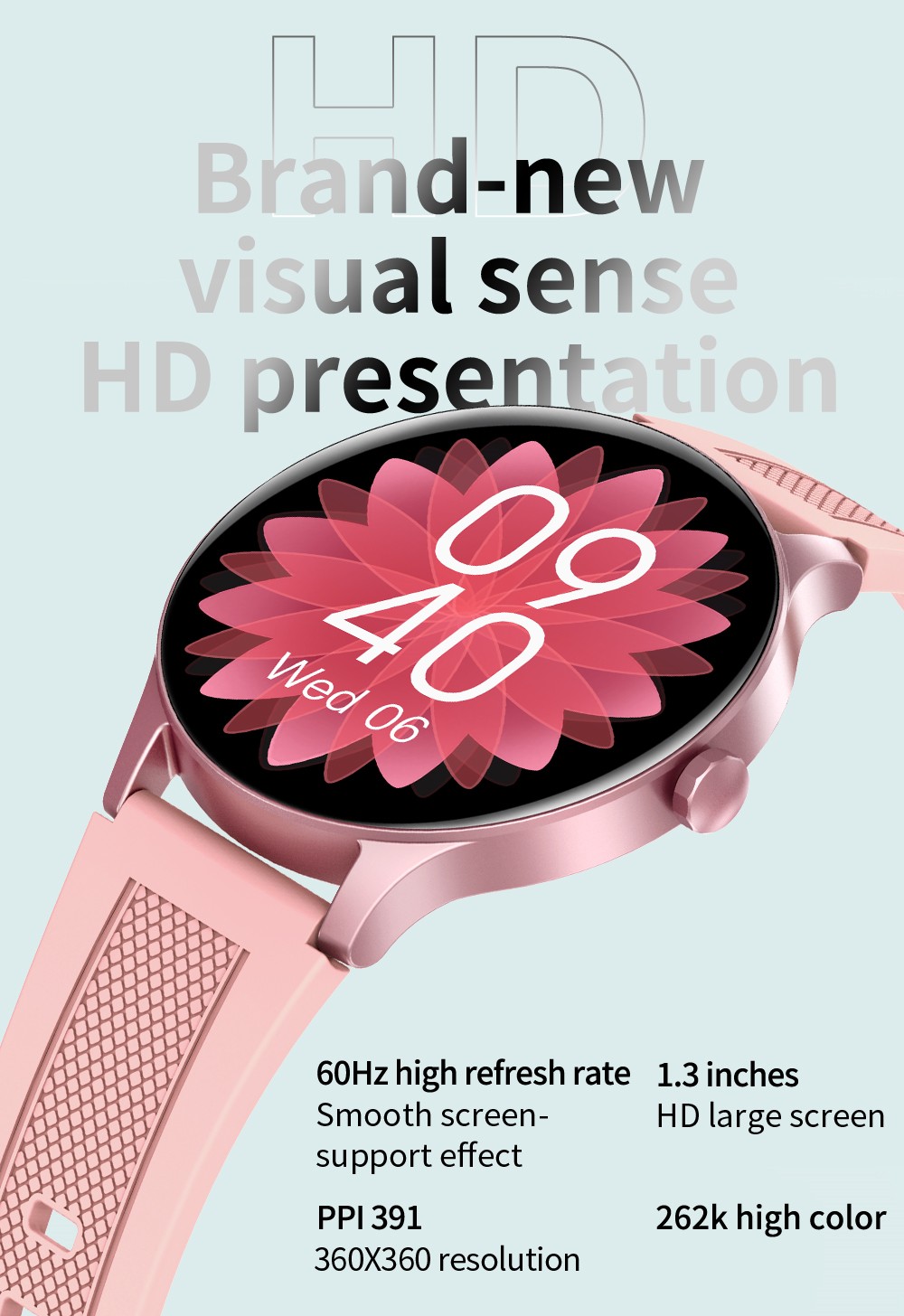 SENBONO NY20 Smartwatch Round Full Touch Screen Sports Watch Waterproof Fitness Tracker for iOS Android Gold Silicone