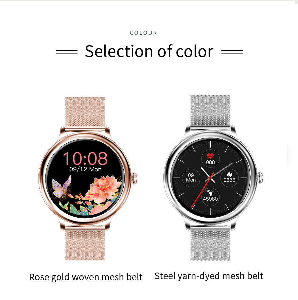 SENBONO NY33 Women Smartwatch Full Touch Screen Sports Watch IP68 Waterproof Fitness Tracker for iOS Android Gold