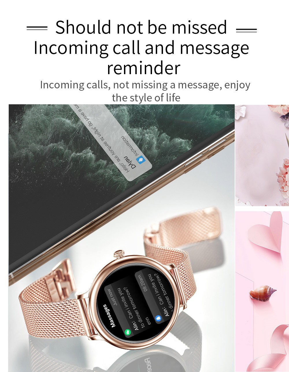 SENBONO NY33 Women Smartwatch Full Touch Screen Sports Watch IP68 Waterproof Fitness Tracker for iOS Android Silver