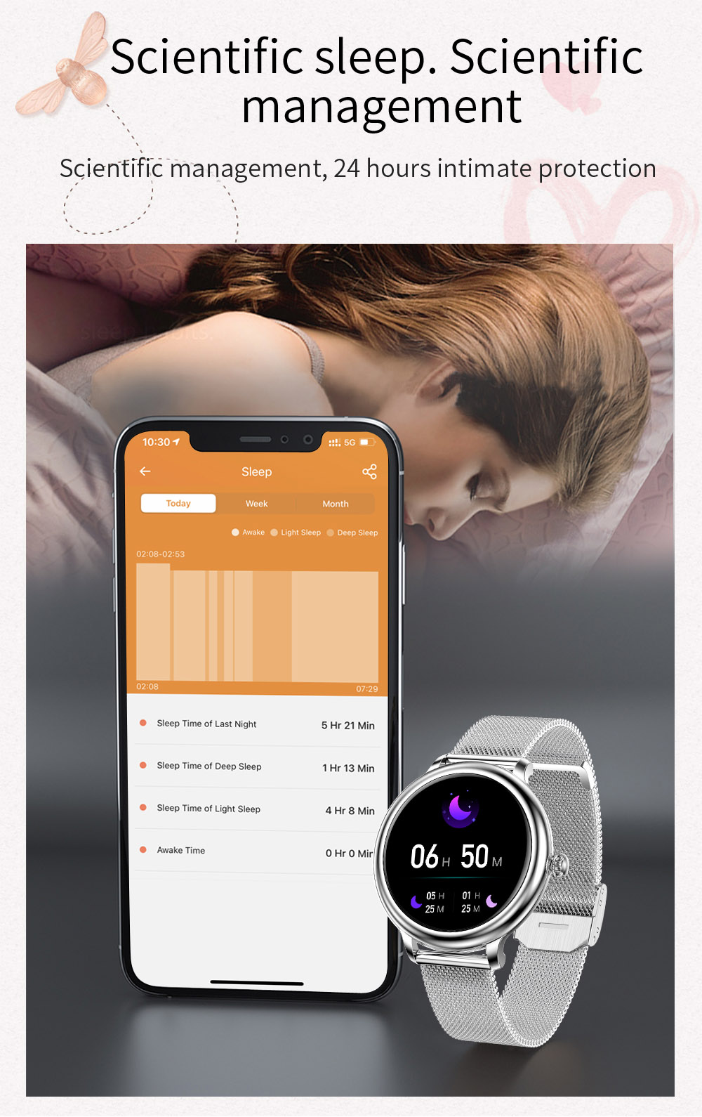 SENBONO NY33 Women Smartwatch Full Touch Screen Sports Watch IP68 Waterproof Fitness Tracker for iOS Android Silver