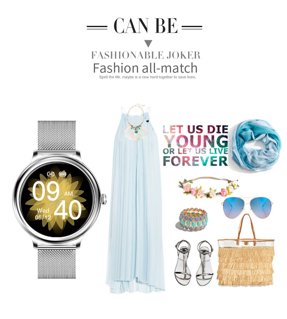 SENBONO NY33 Women Smartwatch Full Touch Screen Sports Watch IP68 Waterproof Fitness Tracker for iOS Android Silver