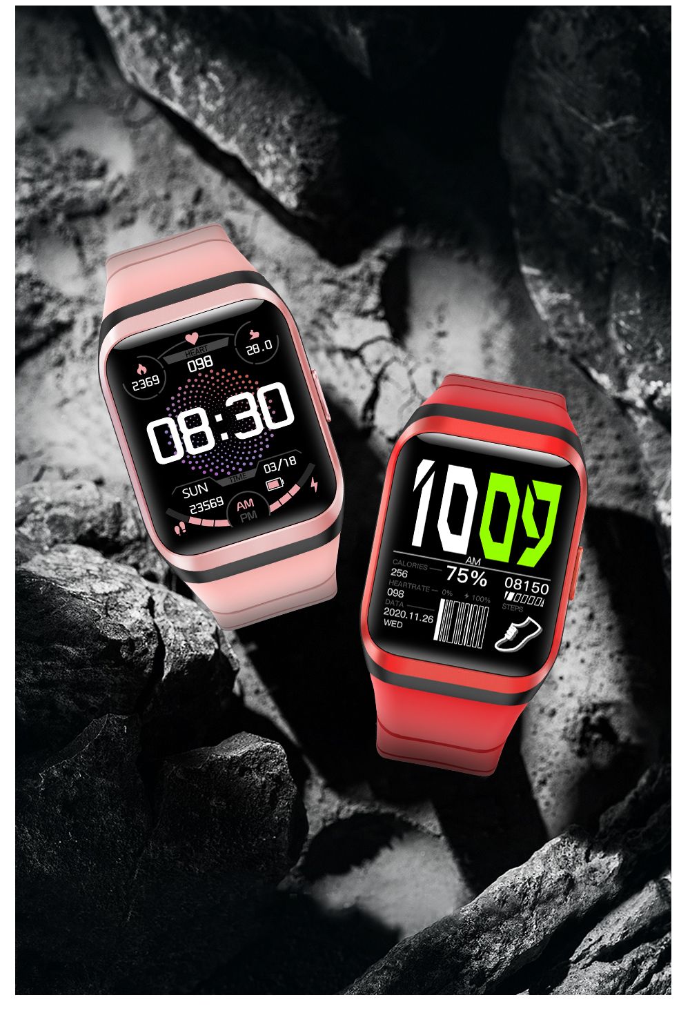 SENBONO SD-2 Smartwatch 1.69'' Touch Screen Sports Watch IP68 Waterproof Fitness Tracker for iOS Android Black