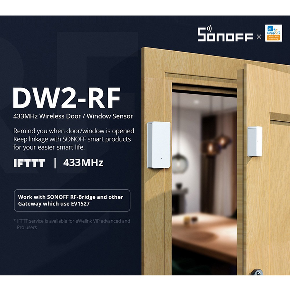 SONOFF DW2 RF 433MHZ Sensor Door Window Alarm Sensor