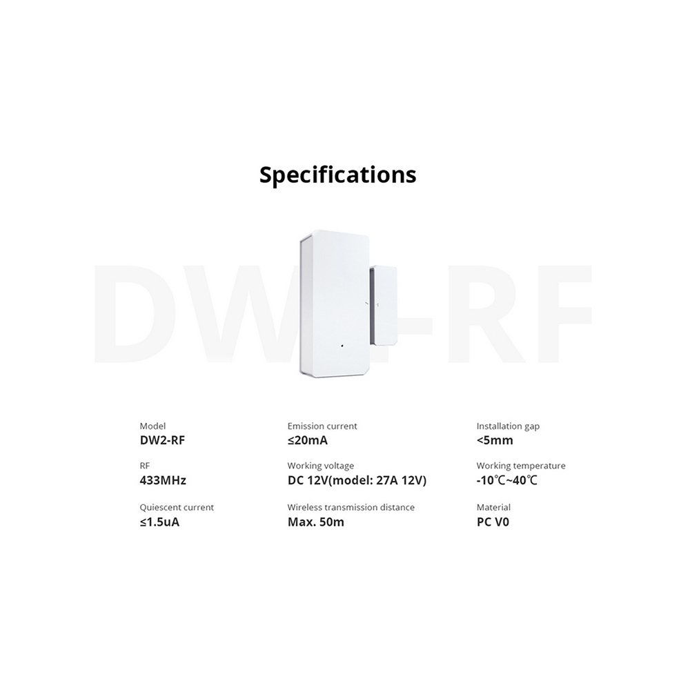 SONOFF DW2 RF 433MHZ Sensor Door Window Alarm Sensor