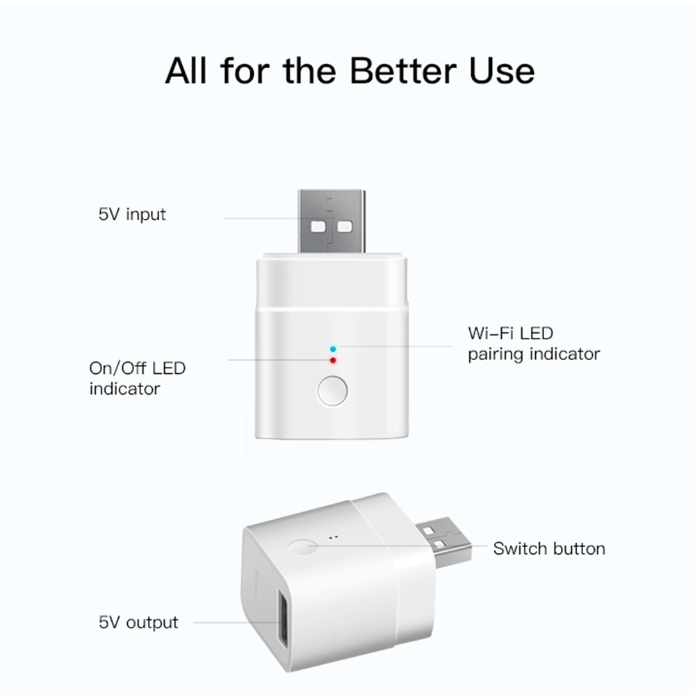 SONOFF Micro USB Smart Adapter 5V Wireless App Remote Control Voice Assistant Timing Schedule Pocket-Sized Wi-Fi