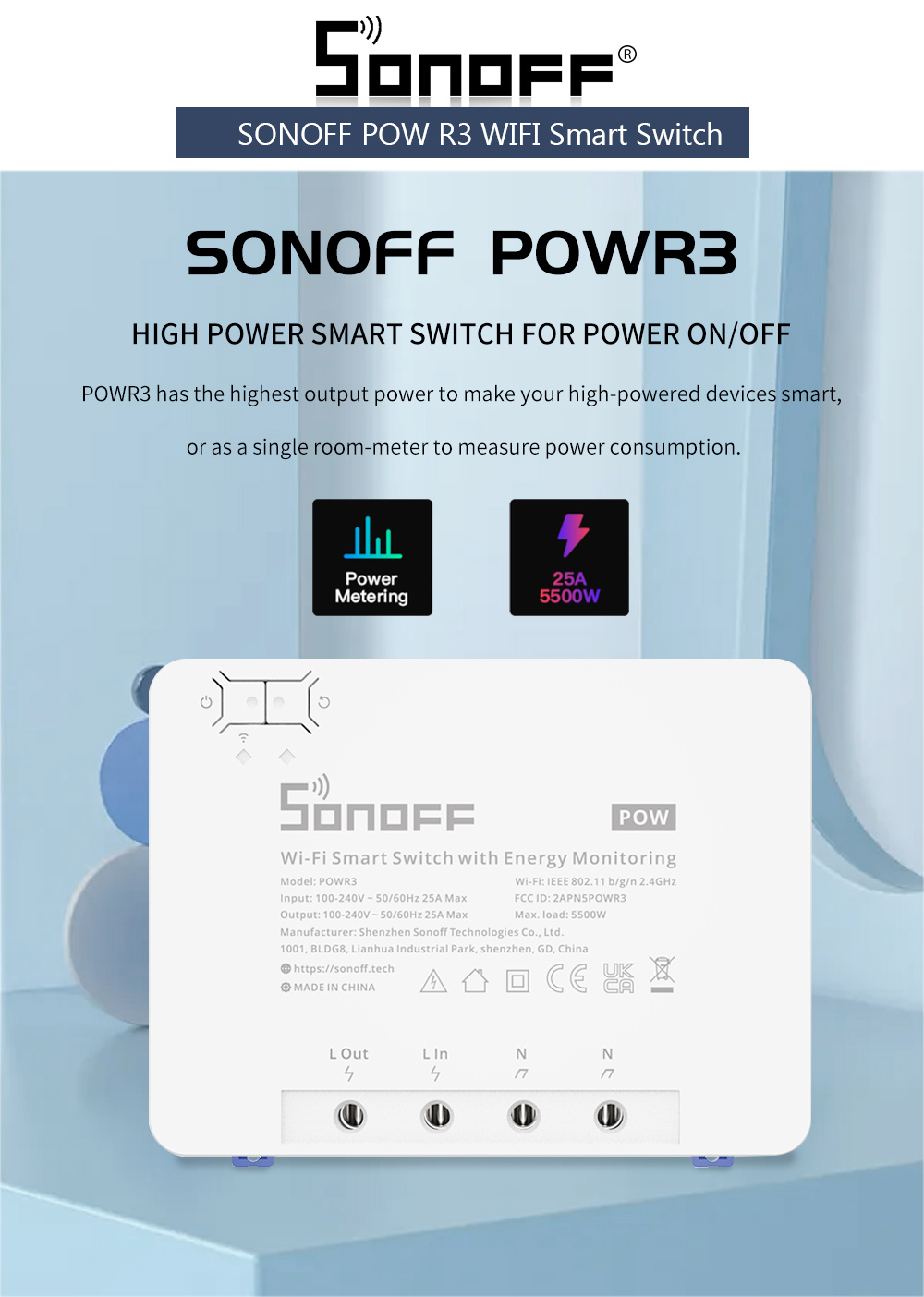 SONOFF POWR3 High Power Smart Switch
