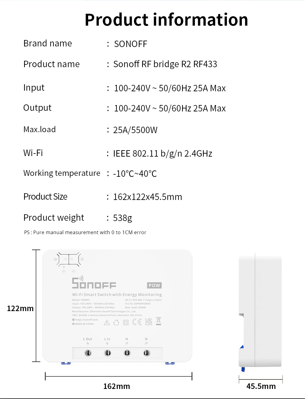 SONOFF POWR3 High Power Smart Switch