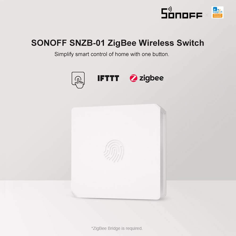 SONOFF SNZB-01 Zigbee Wireless Switch Mini Size Link ZigBee Bridge with WiFi Devices Make Them Smarter via eWeLink APP - With Battery