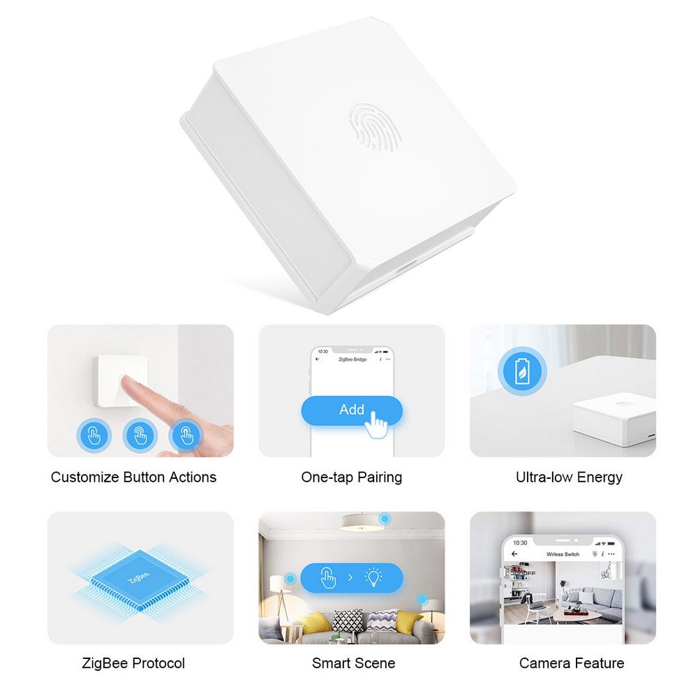 SONOFF SNZB-01 Zigbee Wireless Switch Mini Size Link ZigBee Bridge with WiFi Devices Make Them Smarter via eWeLink APP - With Battery