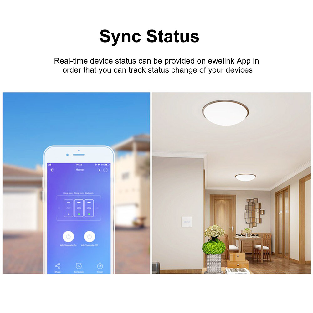 SONOFF T0EU3C-TX 3 Gang Smart WiFi Wall Light Switch 433Mhz RF Remote Control APP/Touch Control Timer