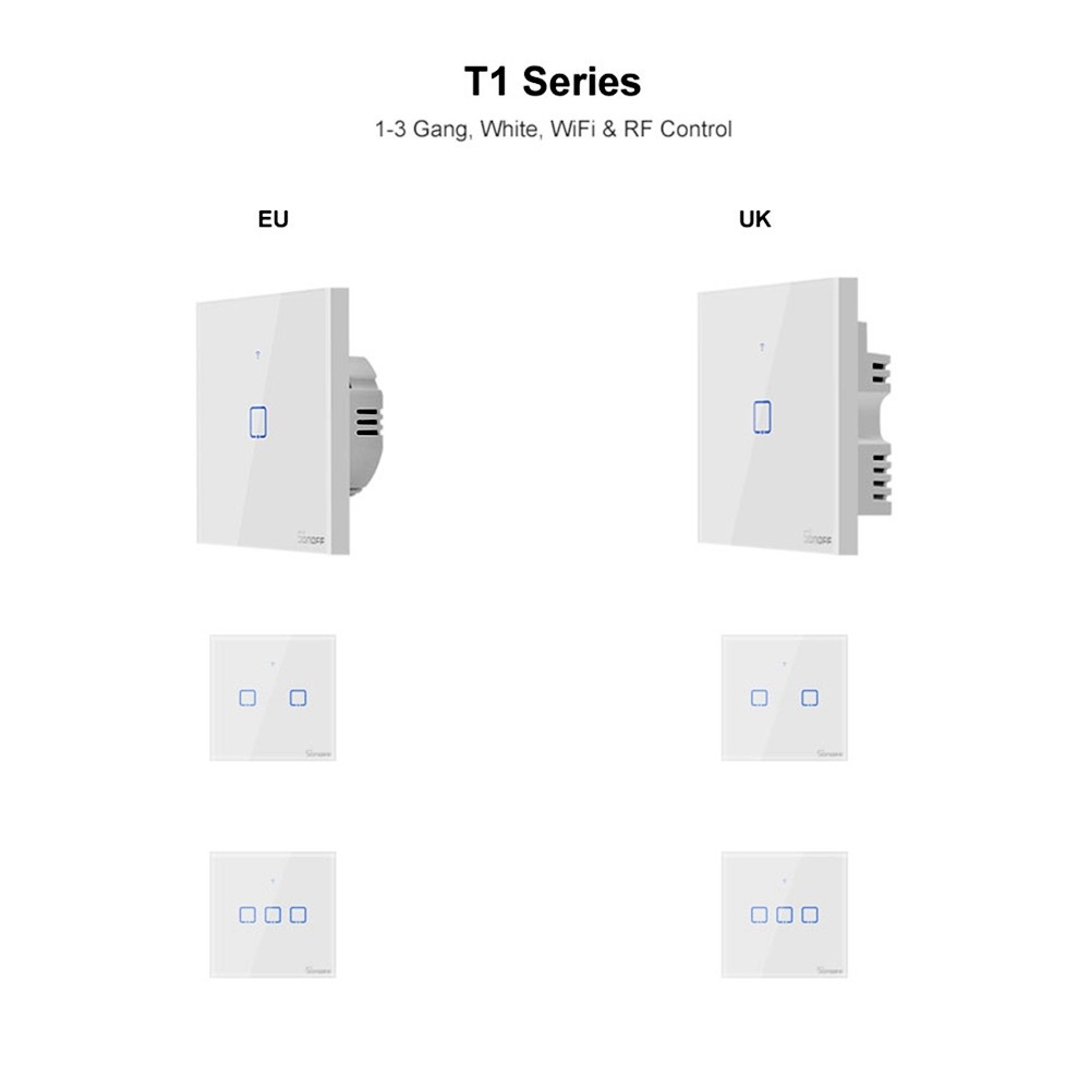 SONOFF T1EU2C TX 2 Gang Smart WiFi Wall Light Switch