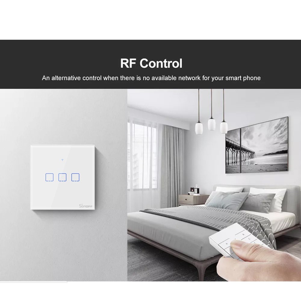 SONOFF T2EU2C-TX Intelligent Switch Series WIFI Wall Switch 433Mhz RF Remote Controlled Wifi Switch Intelligent