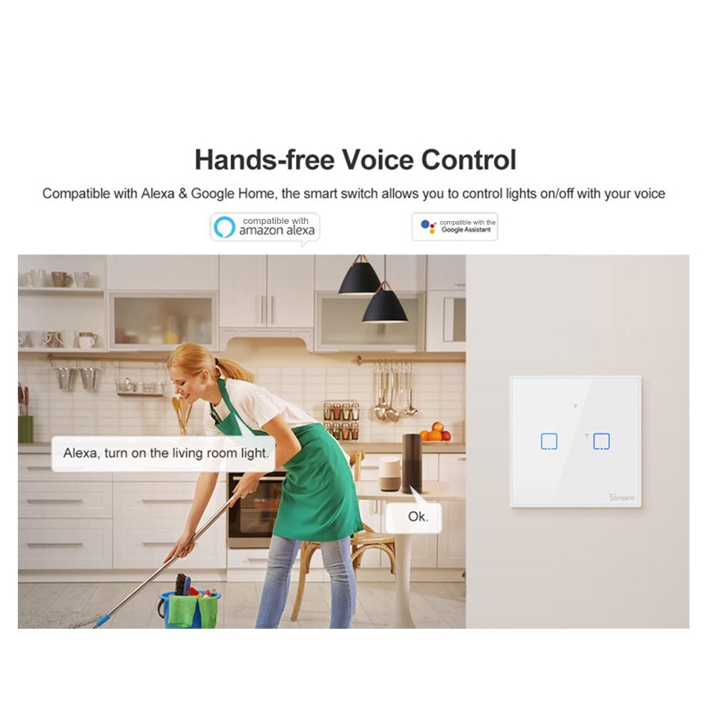 SONOFF T2EU3C-TX Intelligent Switch Series WIFI Wall Switch 433Mhz RF Remote Controlled Wifi Switch Intelligent