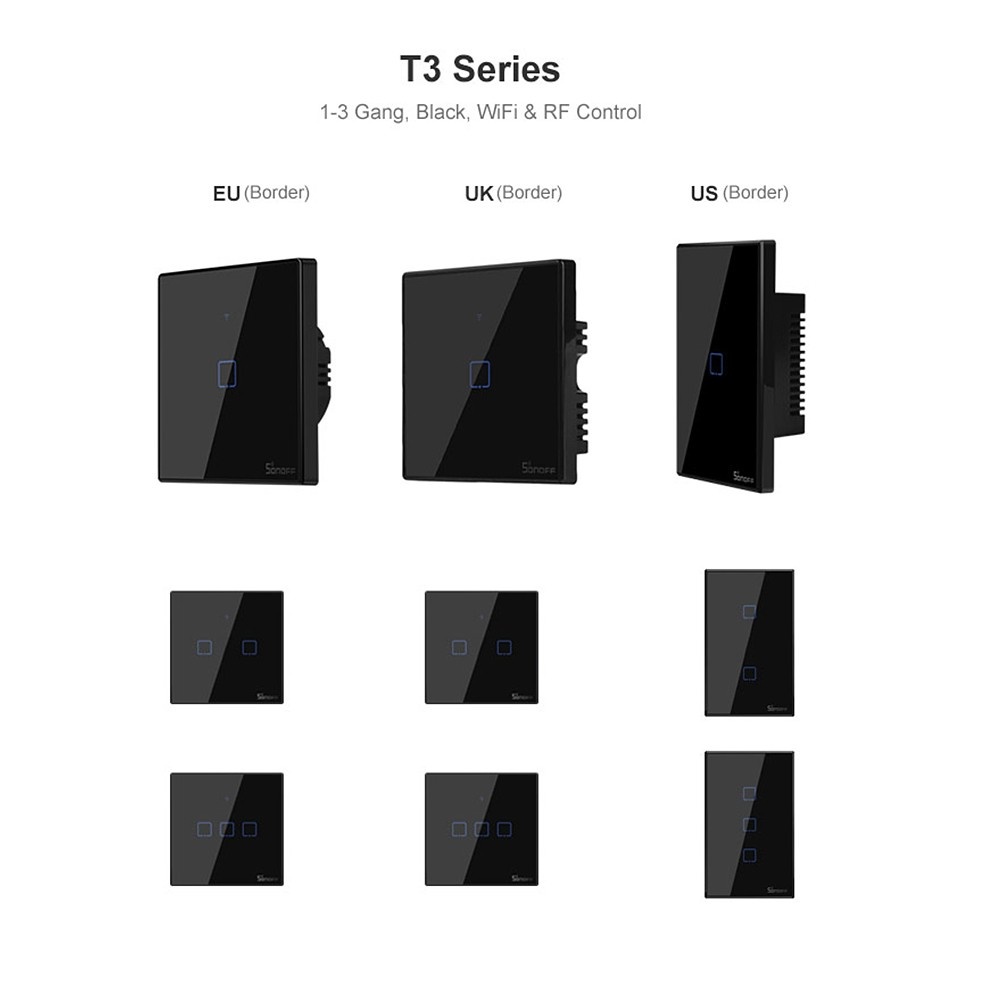 SONOFF T3EU1C Intelligent Switch AC 100-240V 1 Gang TX Series WIFI Wall Switch 433Mhz RF Remote Controlled Wifi Switch