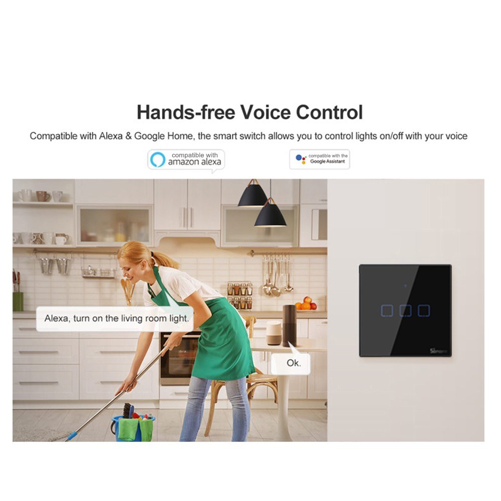 SONOFF T3EU2C Intelligent Switch AC 100-240V 2 Gang TX Series WIFI Wall Switch 433Mhz RF Remote Controlled Wifi Switch