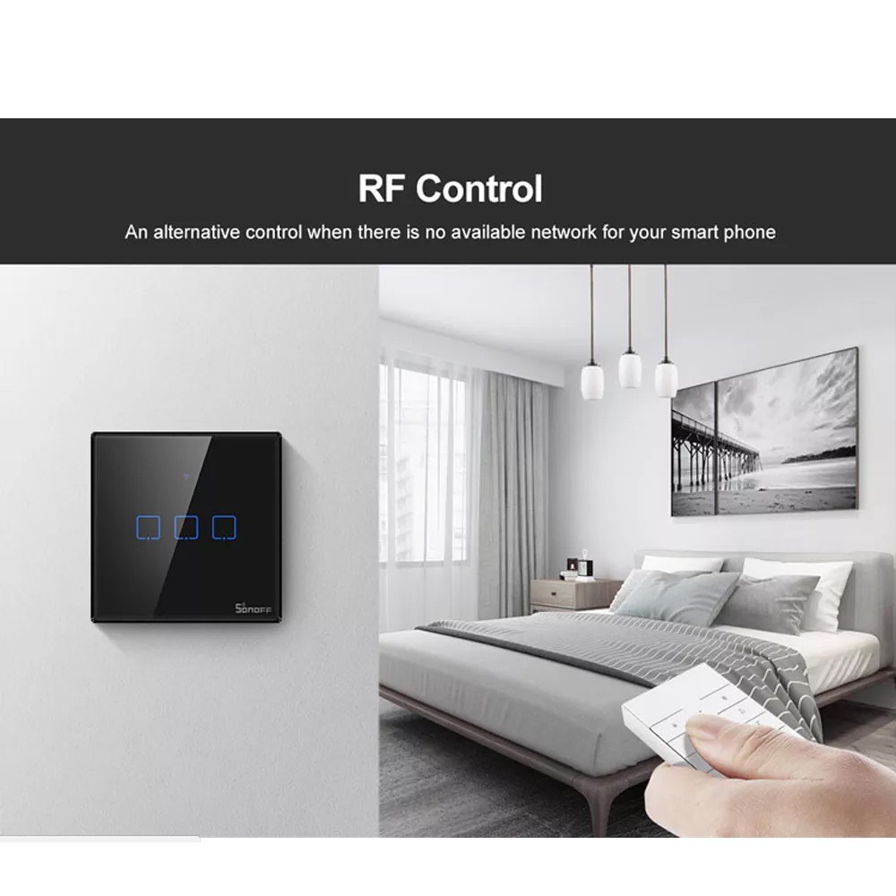 SONOFF T3EU3C Intelligent Switch AC 100-240V 2 Gang TX Series WIFI Wall Switch 433Mhz RF Remote Controlled Wifi Switch