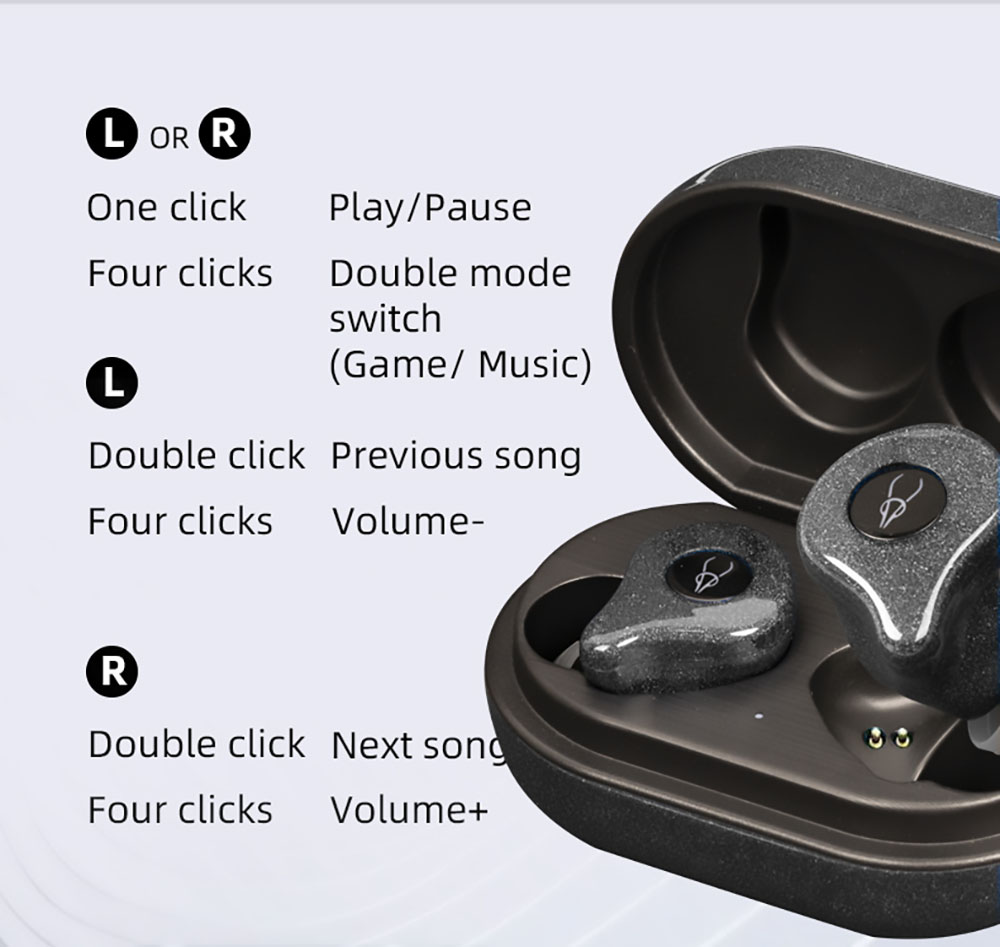 Sabbat E16 Bluetooth 5.2 Music Gaming TWS Earphones Galaxy Blue