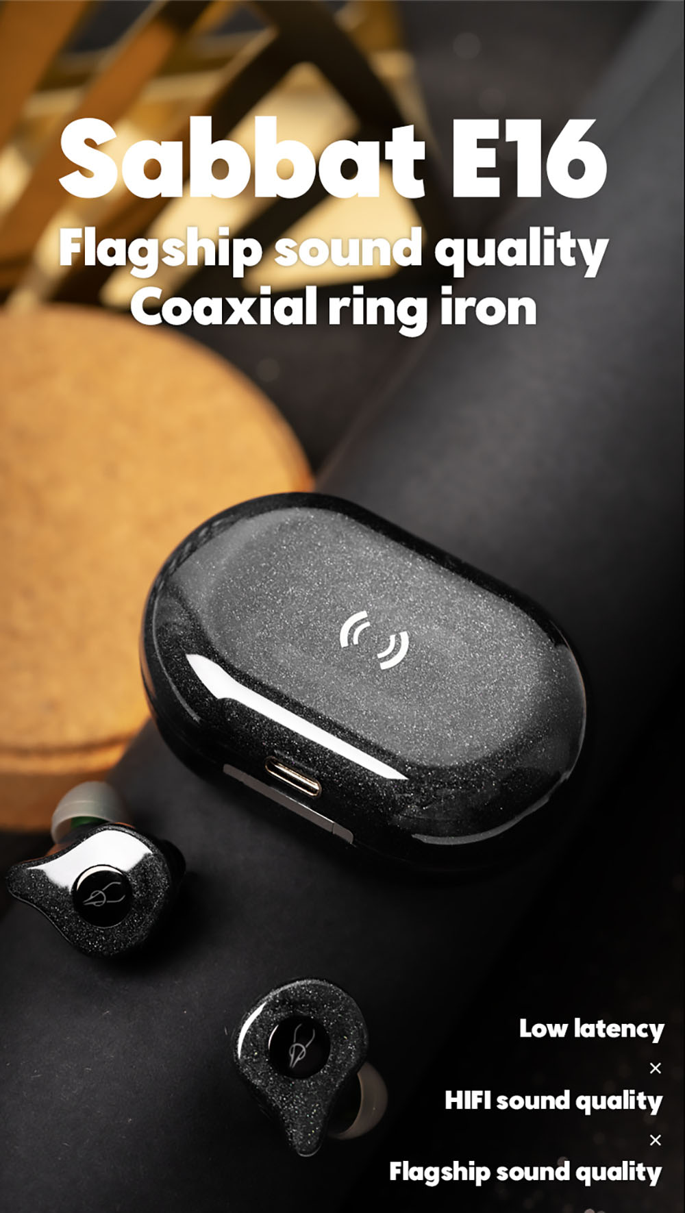 Sabbat E16 Music and Gaming True Wireless Earphones Low Latency BT5.2 Deep Bass Noise Cancelling Earbuds - Mystic Black