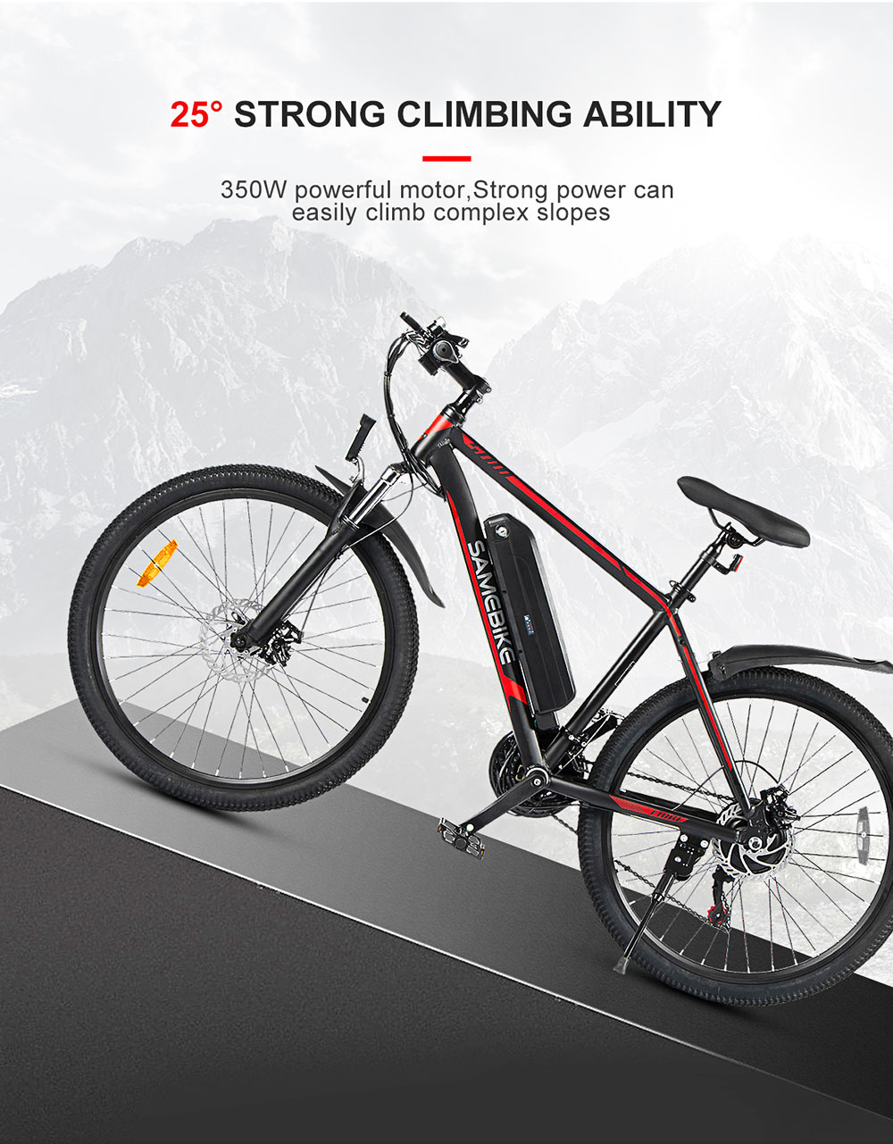 Samebike SY26 Electric Bicycle 350W 26 Inch Tire Ebike 36V 10AH Lithium Battery Mountain Electric Bike