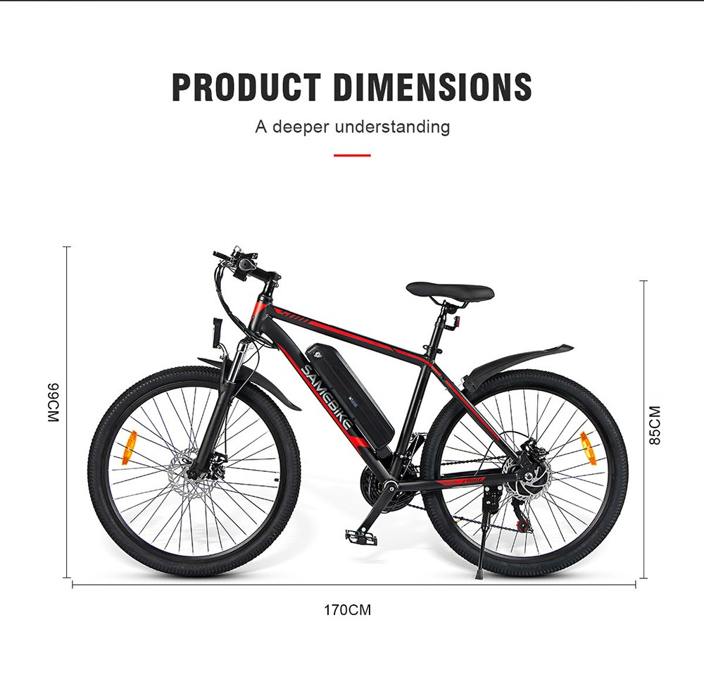 Samebike SY26 Electric Bicycle 350W 26 Inch Tire Ebike 36V 10AH Lithium Battery Mountain Electric Bike