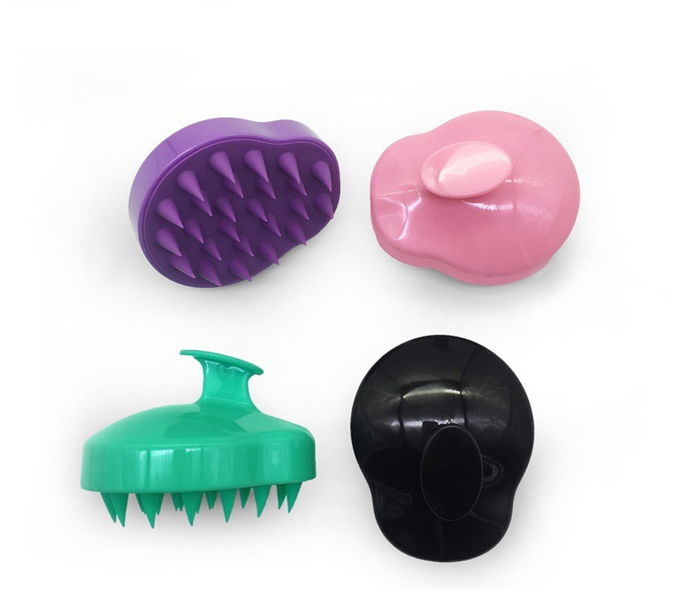 Scalp Massager Shampoo Brush with Soft & Flexible Silicone Bristles for Hair Care and Head Relaxation - Black