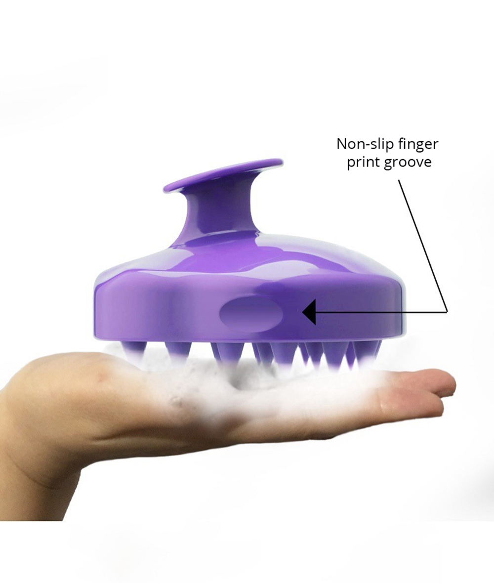 Scalp Massager Shampoo Brush with Soft & Flexible Silicone Bristles for Hair Care and Head Relaxation - Purple