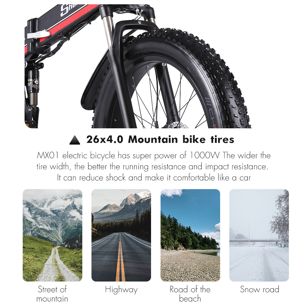 Shengmilo MX01 26 Inches Fat Tire Electric Bike 12 Magnetic Booster Bicycle 1000W 7-Speed Shimano for Snow Mountain 27 Shengmilo MX01 26 Inches Fat Tire Electric Bike 12 Magnetic Booster Bicycle 1000W 7-Speed Shimano for Snow Mountain