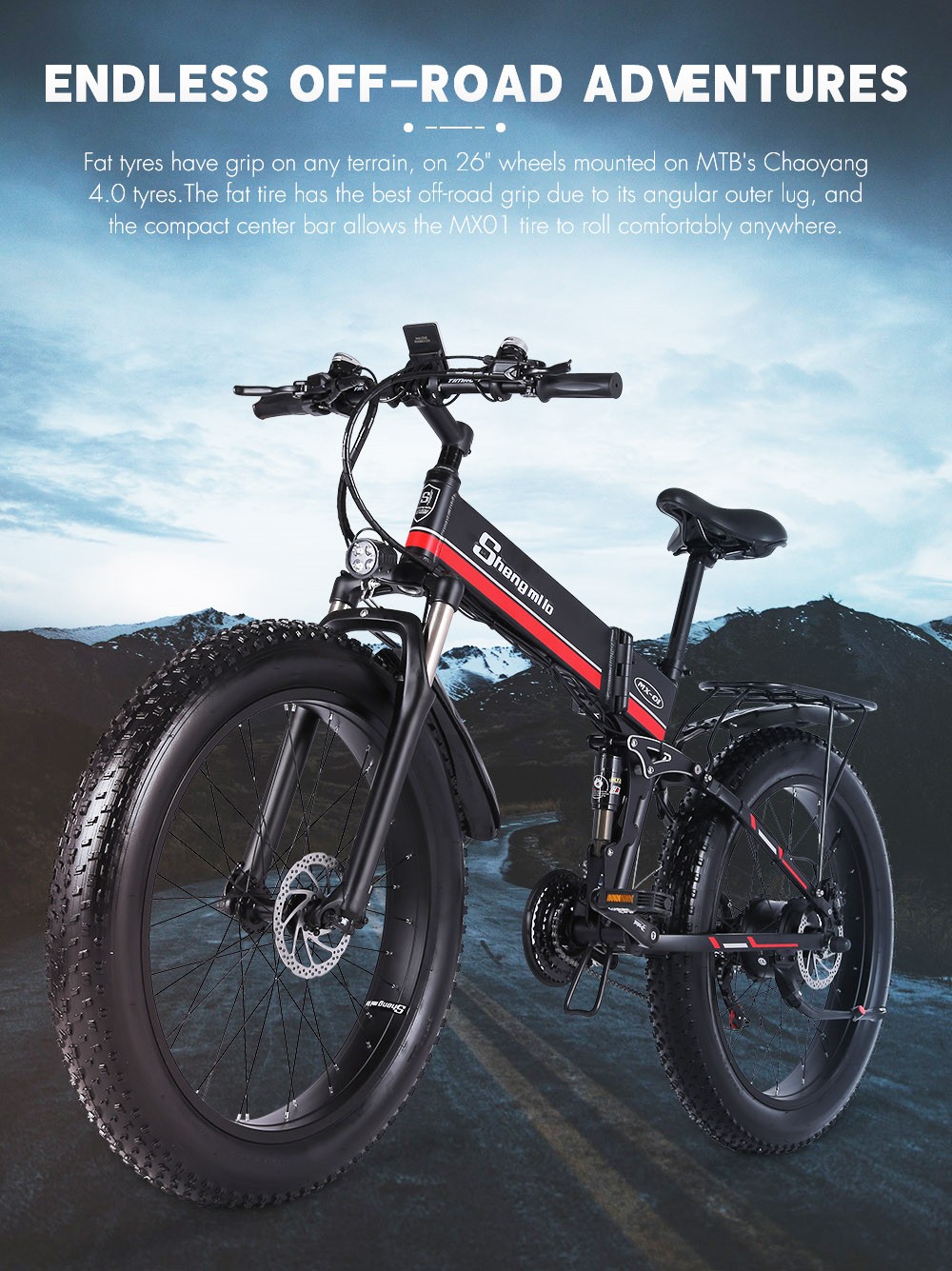 Shengmilo MX01 26 Inches Fat Tire Electric Bike 12 Magnetic Booster Bicycle 1000W 7-Speed Shimano for Snow Mountain 18 Shengmilo MX01 26 Inches Fat Tire Electric Bike 12 Magnetic Booster Bicycle 1000W 7-Speed Shimano for Snow Mountain