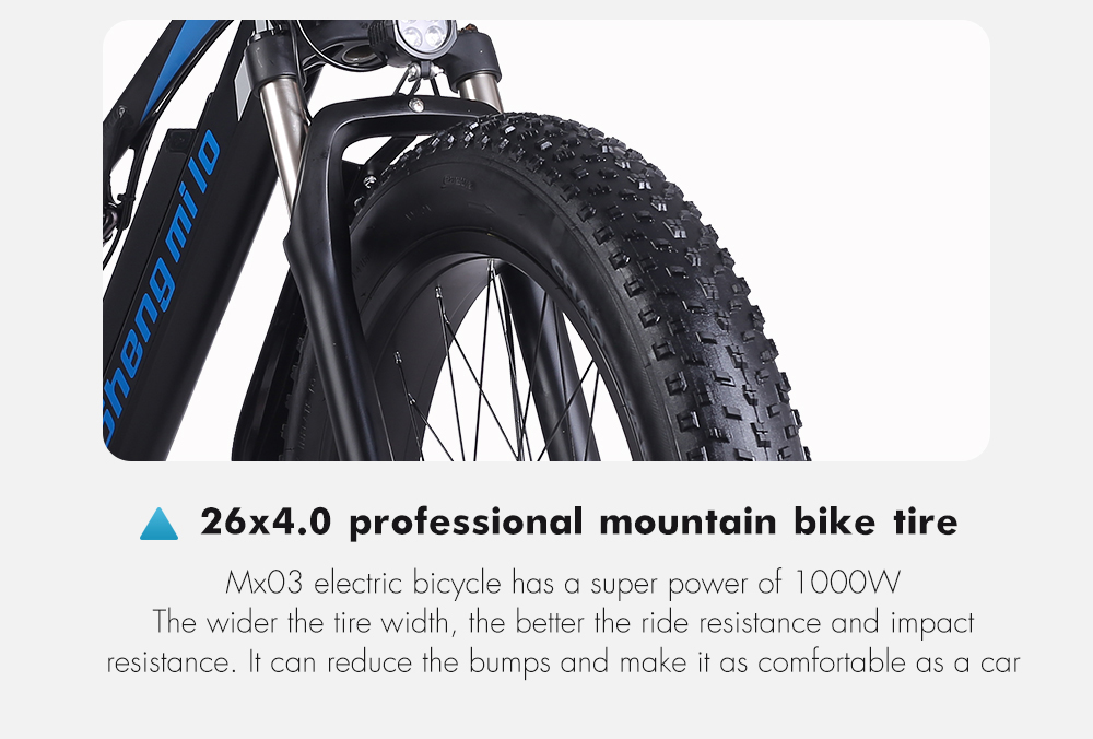 Shengmilo MX03 1000W 48V 17Ah 26 Inch E-bike 40km/h Max Speed 40-50km Mileage Range 180kg Max Load Electric Bike - Black