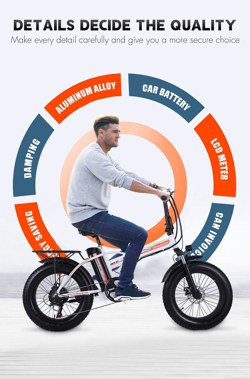 Shengmilo MX20 500W 48V 15Ah 20'' E-bike 40km/h Max Speed 40-50km Mileage Range 150kg Max Load Electric Bike - Black