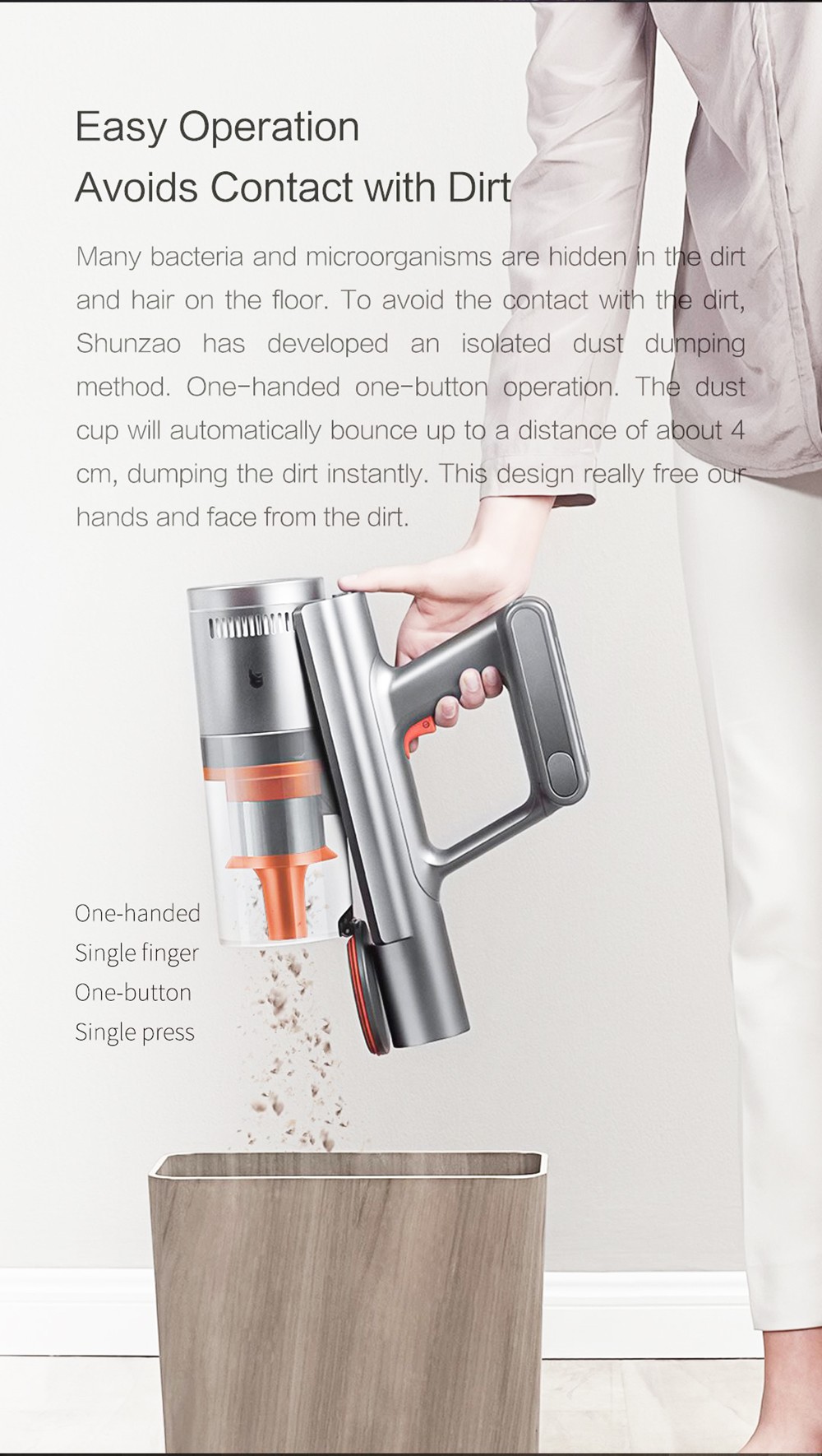 Shunzao Z11 MAX Ръчна безжична прахосмукачка 150AW Всмукателна мощност 26KPA 125000 RPM 2500mAh - оранжева