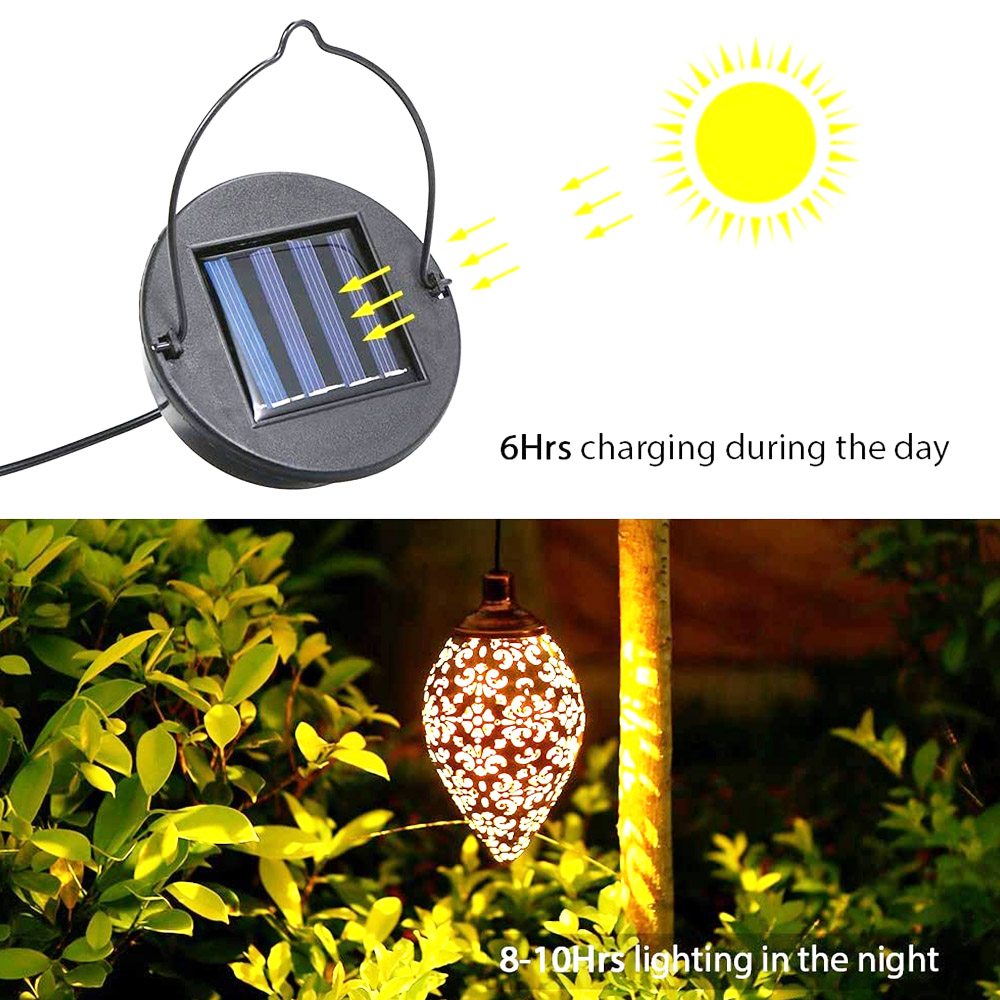 Solar Lantern Light Outdoor Hanging Garden Lights Metal Lamp for Patio Decor Metal Yard Art Garden Accessories