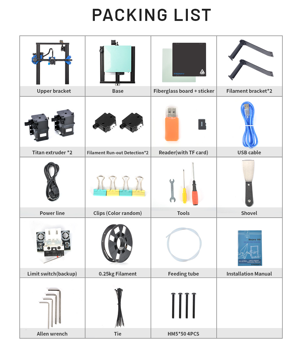 TRONXY XY-2 PRO 2E FDM 3D Printer 2-IN-1-OUT Nozzle Dual Ti-tan Extruder Removable Platform Printing Size 255x255x245mm