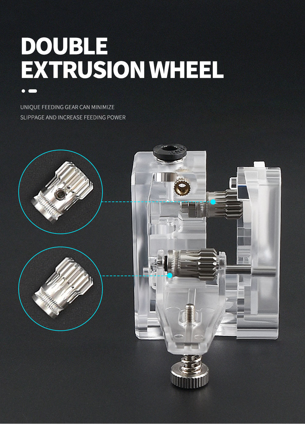 TWO TREES 3D Printer Bowden DDB Extruder Cloned Dual Drive Extruder Feeder for 3d Printer High Performance - Transparent