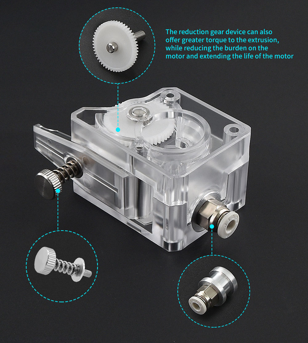 TWO TREES 3D Printer Bowden DDB Extruder Cloned Dual Drive Extruder Feeder for 3d Printer High Performance - Transparent